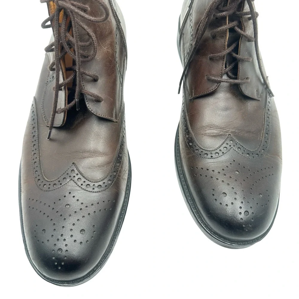 MEN'S Brown Leather Lace Up Wingtip Brogues Ankle Boot Dress Shoes - SIZE 10.5